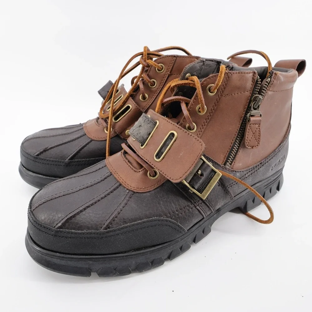 Polo Ralph Lauren Allendale II Duck Boots Brown Mens 14 FLAWS